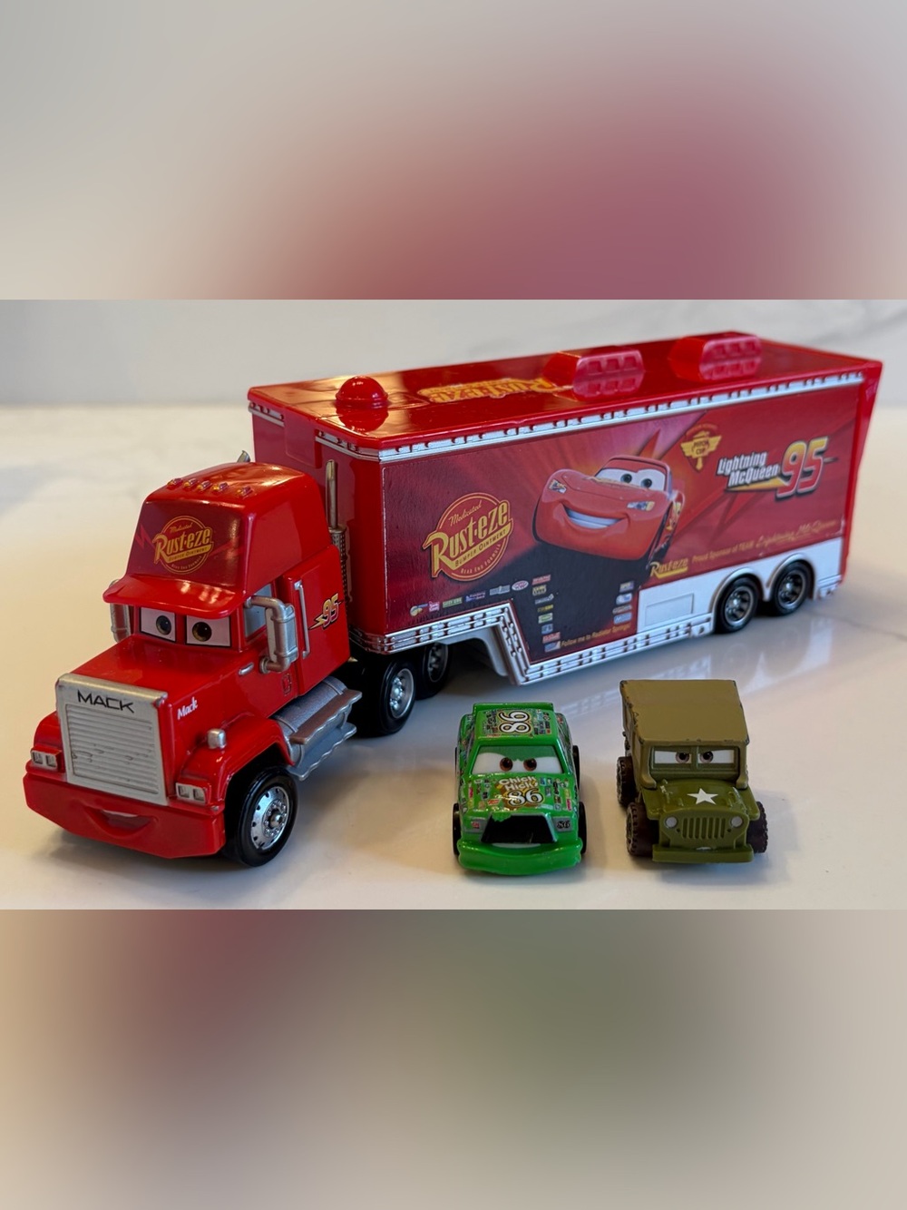 Pixar Cars Mack Hauler Semi Truck with Chick Hicks & Sarge Toy